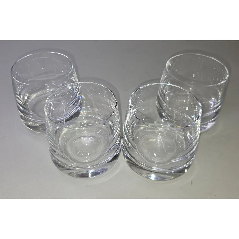 Set of 4 Williams Sonoma Double Old Fashioned Lowball Tumbler Crystal Glasses